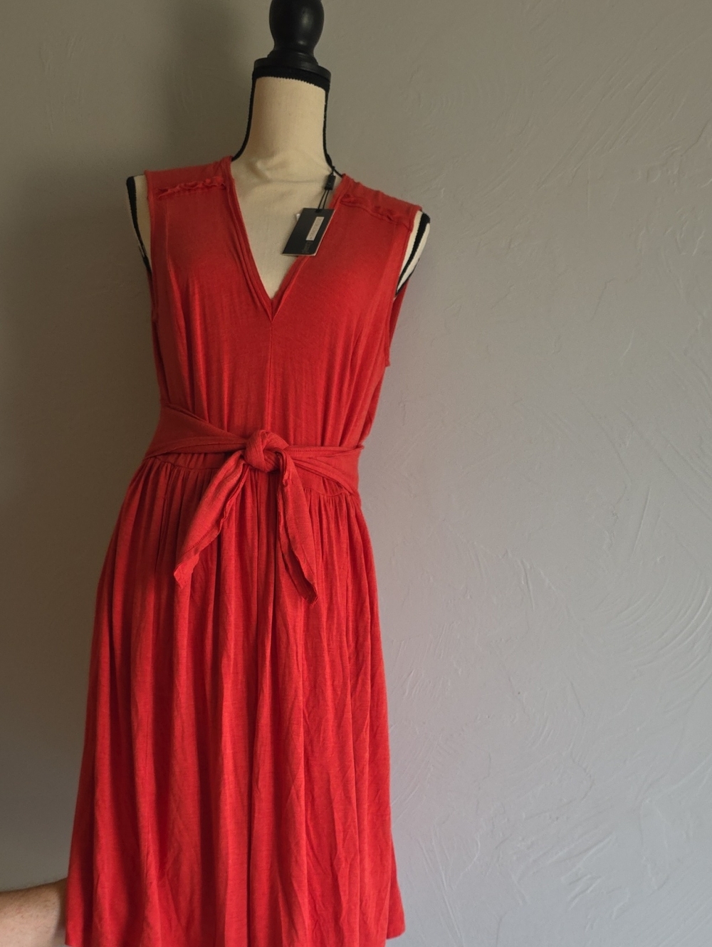 Anthropologie Sleeveless V-Neck Midi Dress in Red